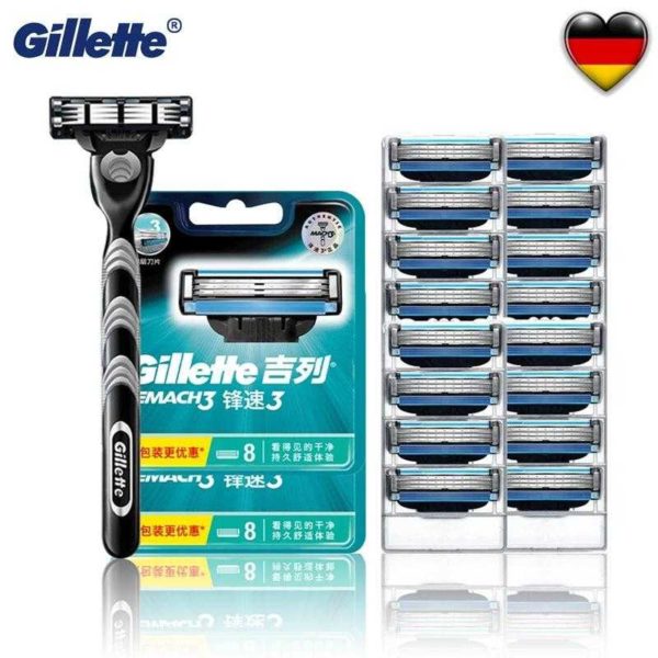 Original Mach 3 Gillette 8pcs Razor Blades SHAVE AND LASER HAIR REMOVAL