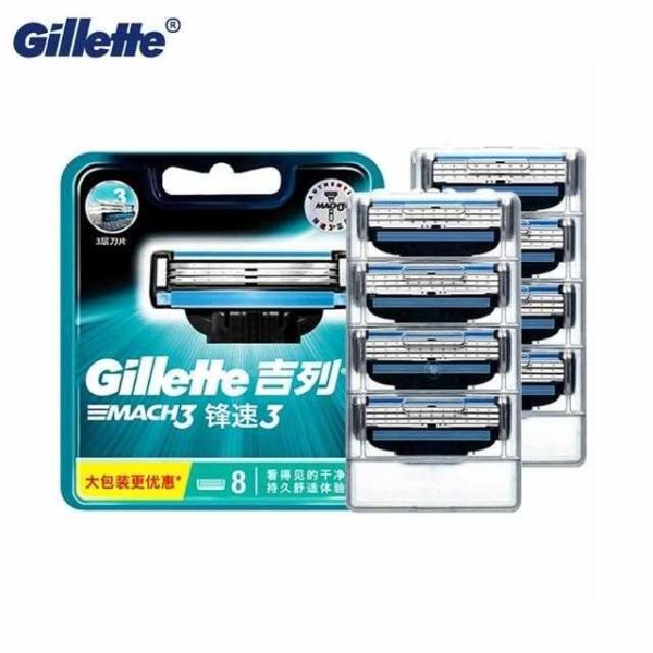 Original Mach 3 Gillette 8pcs Razor Blades SHAVE AND LASER HAIR REMOVAL