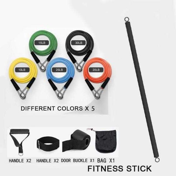 Resistance Band With Strength Training Bar Fitness and Exercise