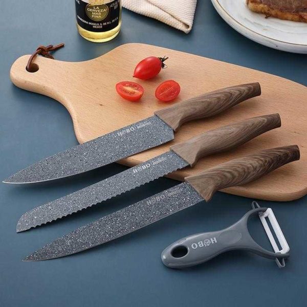 Titanium Plated Knife Set Healthy Eating- Kitchen Basics