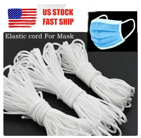 White Braided Elastic Band 10yards 3mm 1/8" Flat Elastic for Sewing